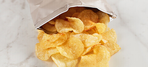 Golden and crispy potato chips. 